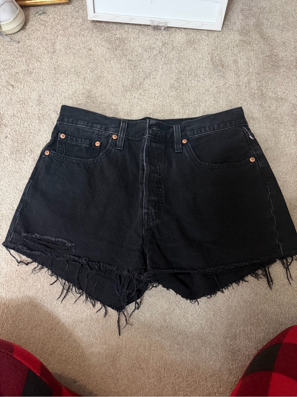 Levi’s Women’s Black Distressed Denim Shorts